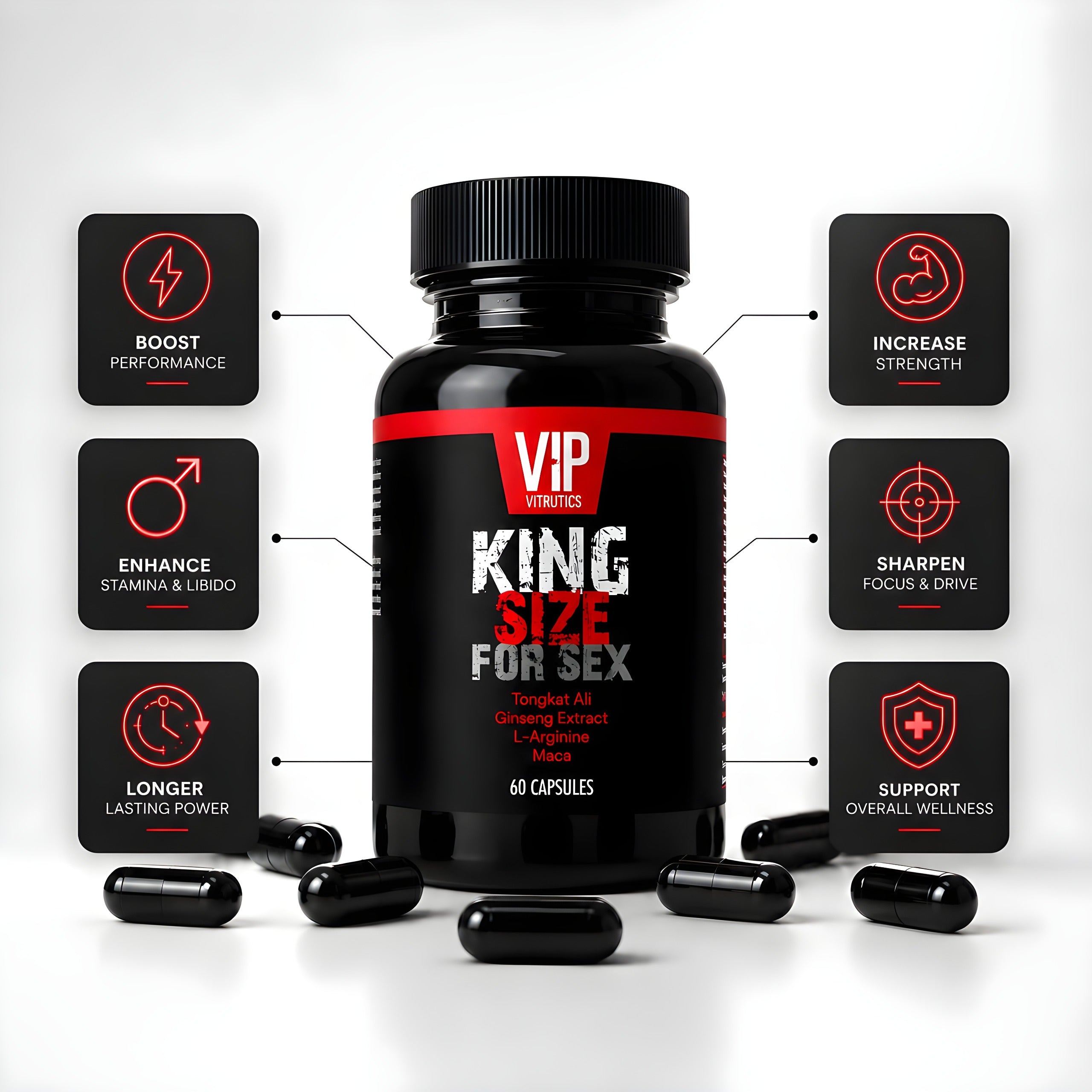 King Size For Sex Capsules – Advanced Male Performance, Energy & Vitality Support (60 Capsules)