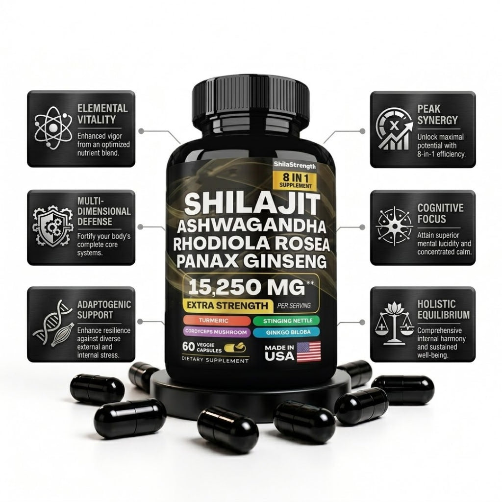 ShilaStrength 8-in-1 Supplement – Premium Adaptogenic Wellness Formula