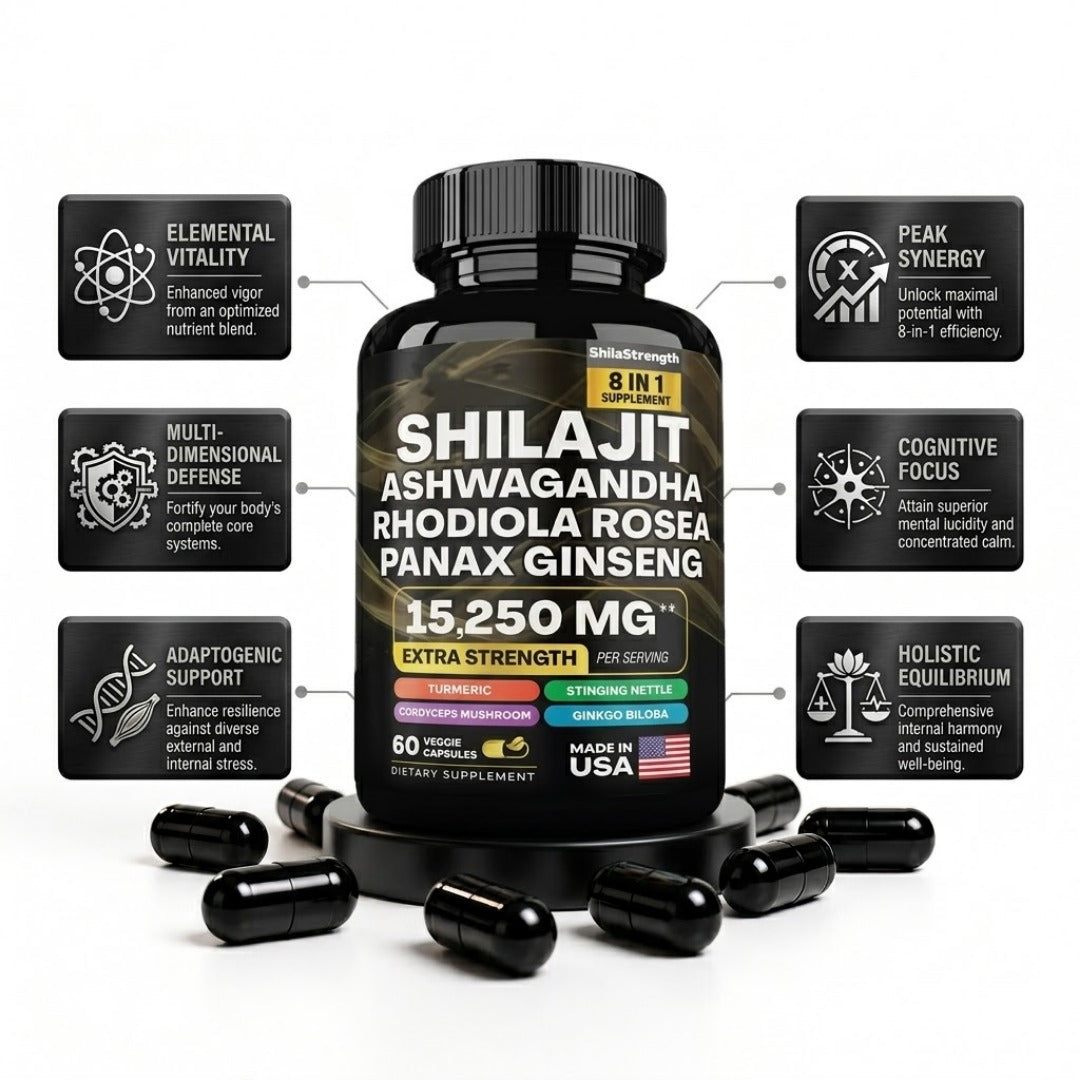 ShilaStrength 8-in-1 Supplement – Premium Adaptogenic Wellness Formula