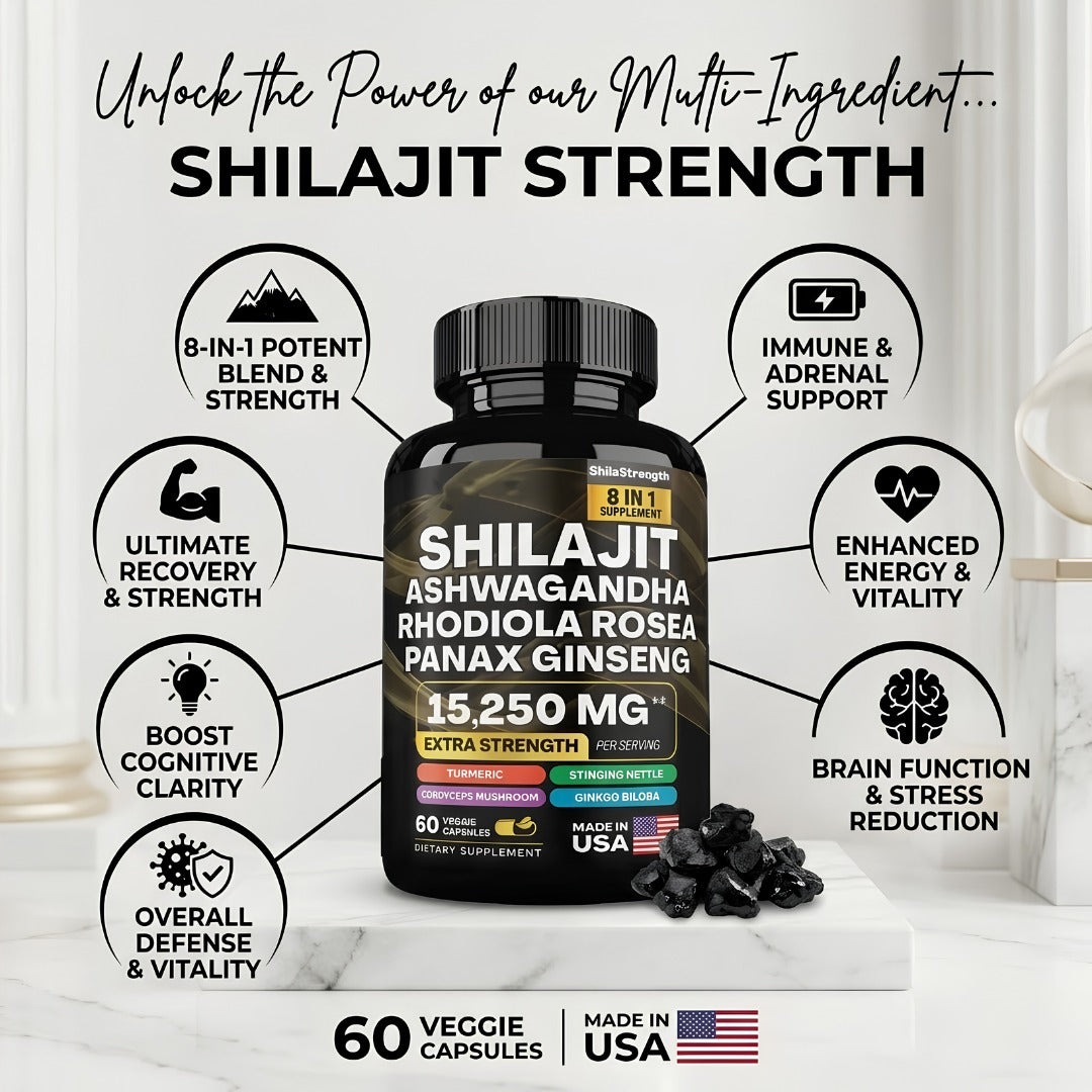 ShilaStrength 8-in-1 Supplement – Premium Adaptogenic Wellness Formula
